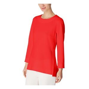 NWT ANNE KLEIN Womens Red Blouse Long Sleeve Wear To Work Peplum Top 4